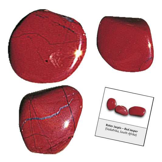 Trommelstein mit Aufkleber Jaspis rot