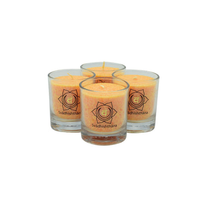 Palm Light Chakra Votive Candle, Orange, set of 4