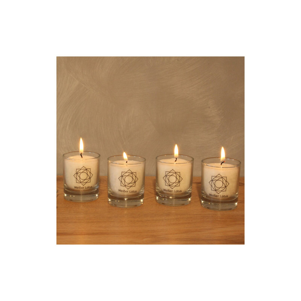 Palm Light Chakra Votiv Kerze, Weiß, 4er