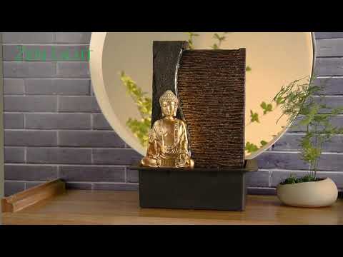 Zimmerbrunnen Buddha Jati mit Pumpe und Beleuchtung