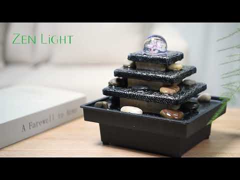 Zen'Light Eka-Wasserbrunnen - Zen-Dekoration für Ihr Zuhause inkl. Pumpe und Beleuchtung