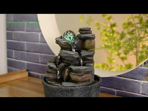 Nature Satya Zen-Brunnen mit LED-Beleuchtung, Kugel und Pumpe