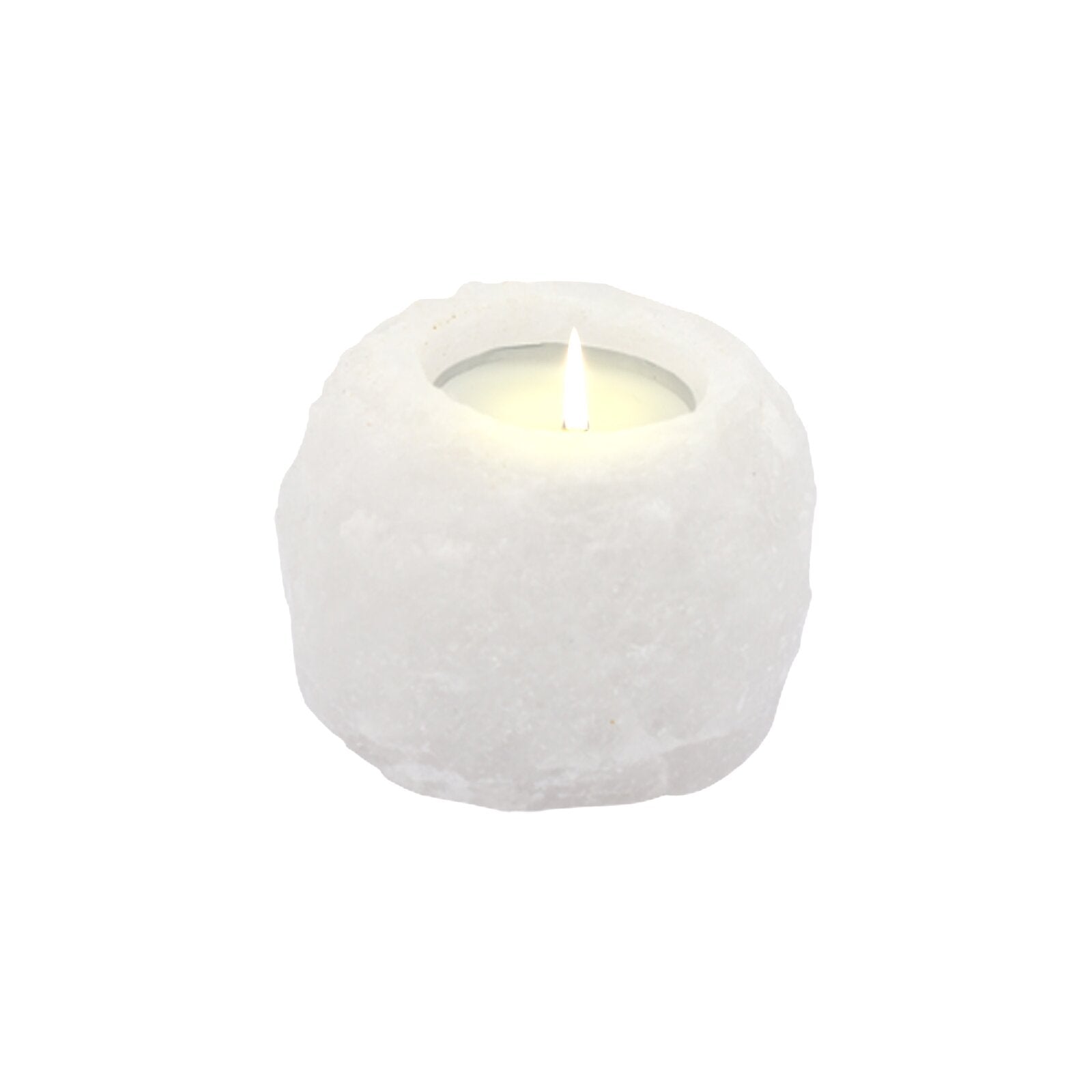 Salzkristall Teelichthalter "ROCK White Line" handgefertigt