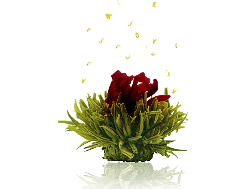 Creano Teeblumen Mix - Geschenkset Erblühtee mit Glaskanne Grüner Tee