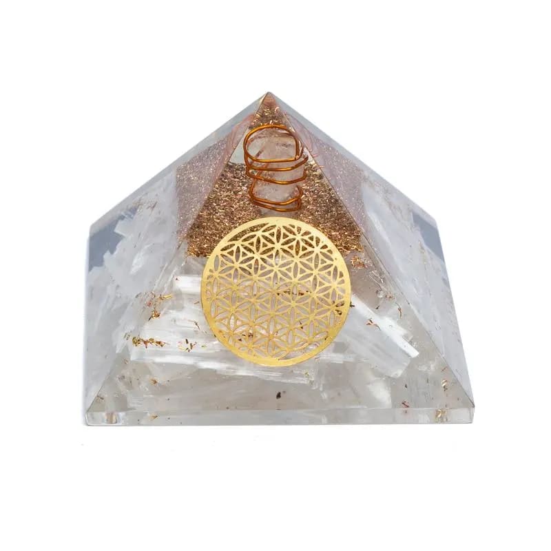 Orgonite Pyramid Selenite Flower of Life