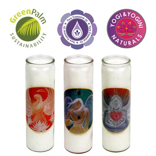 Yogi &amp; Yogini scented candles angel 3 candles in glass