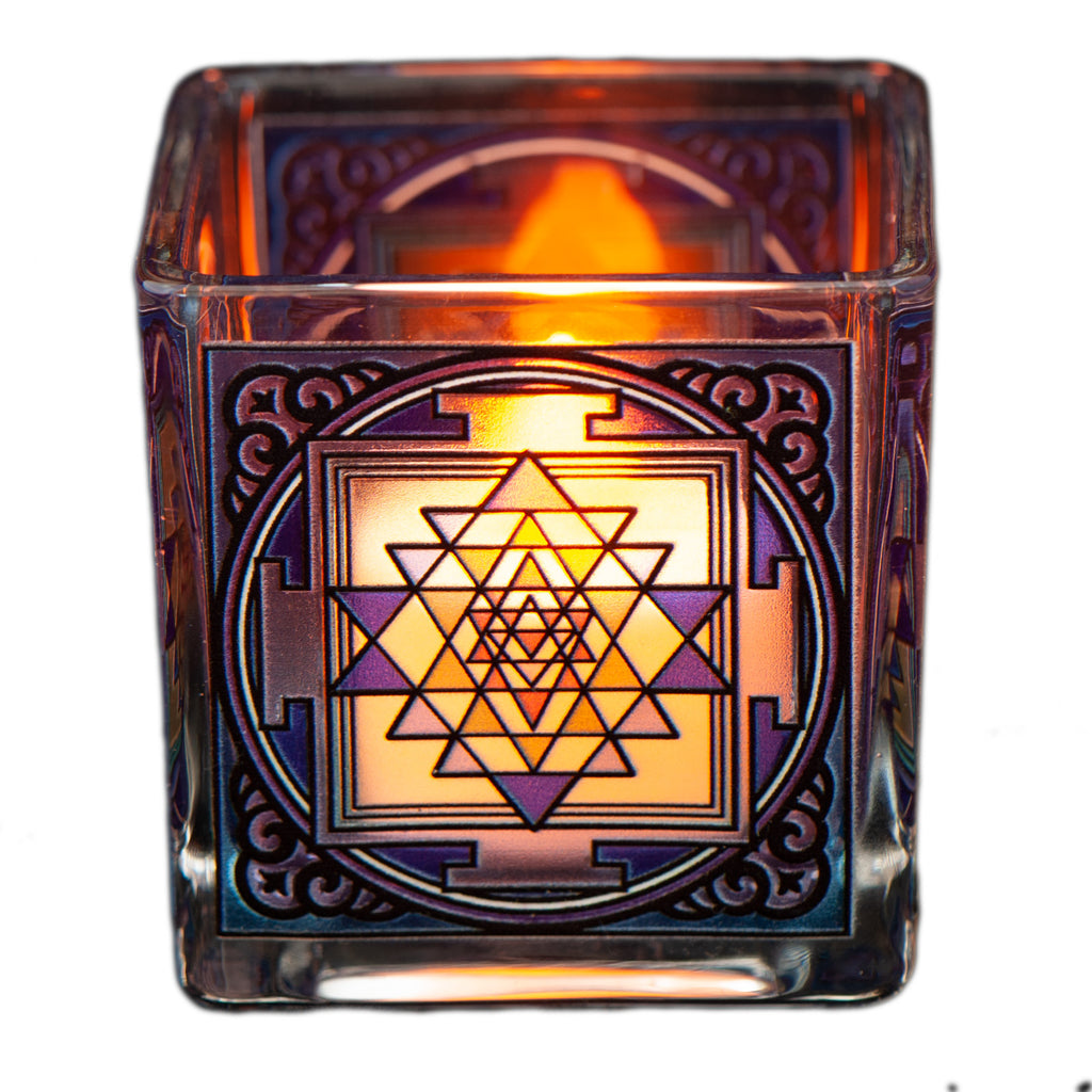 Teelichtglas Shri Yantra – Yggdrasil