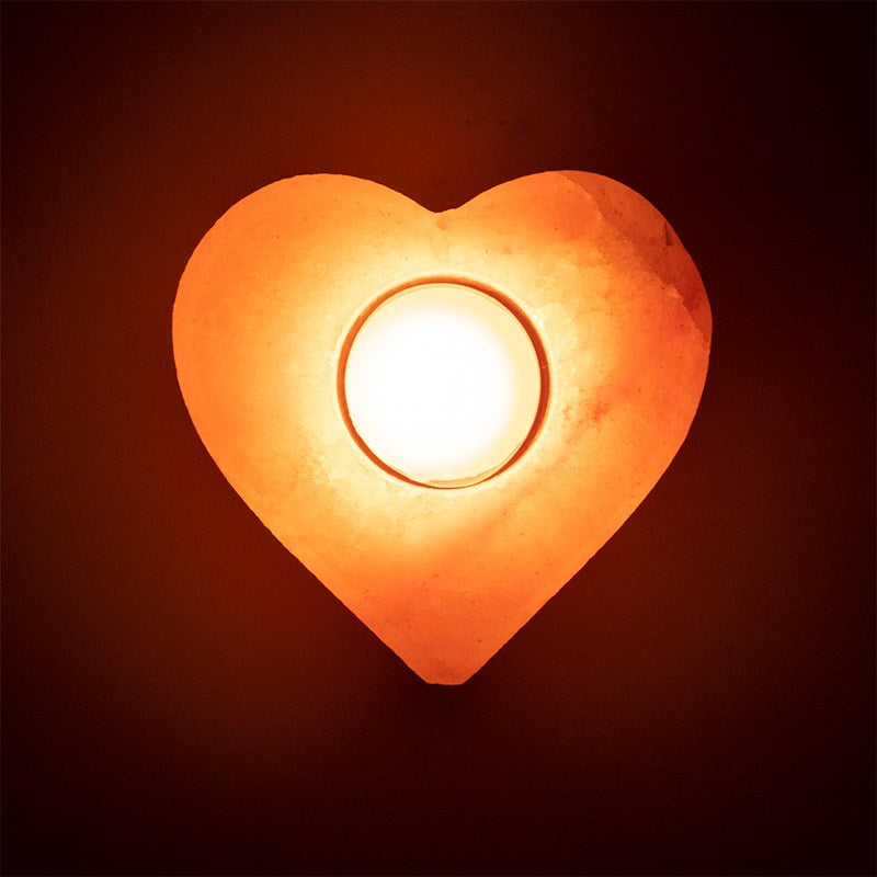 Salt crystal tea light holder heart