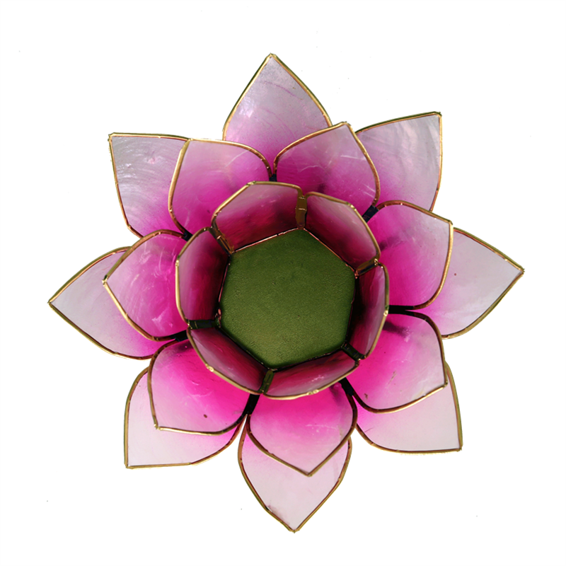 Lotus tea light holder pink/white gold colored