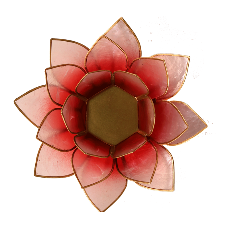Lotus tea light holder red/pink gold colored