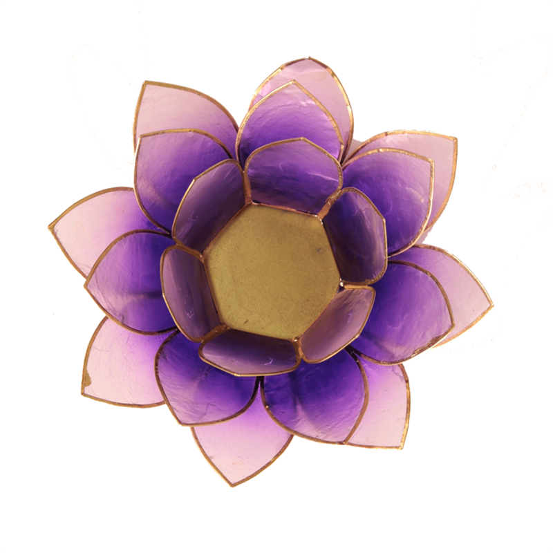 Lotus tealight holder purple gold