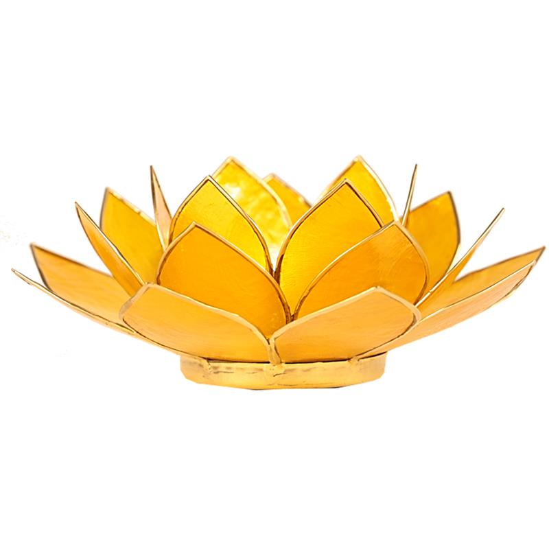 Lotus tea light holder yellow 3rd chakra gold colored