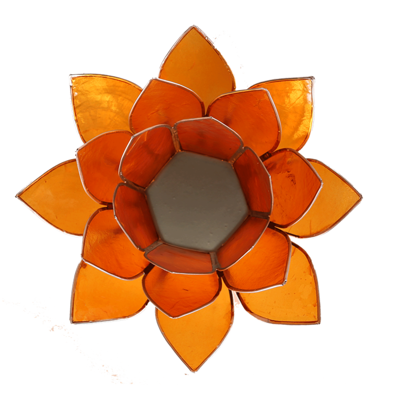 Lotus Teelichthalter orange 2. Chakra silberfarbig