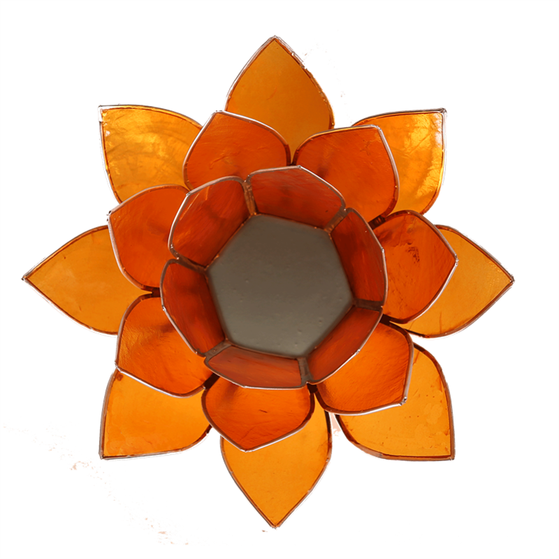 Lotus tea light holder orange 2nd chakra silver