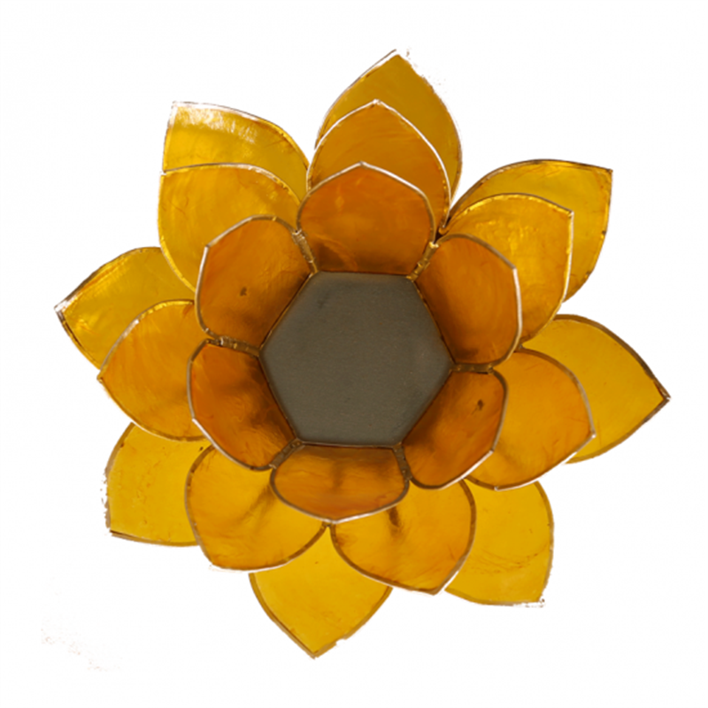 Lotus tea light holder yellow 3rd chakra silver
