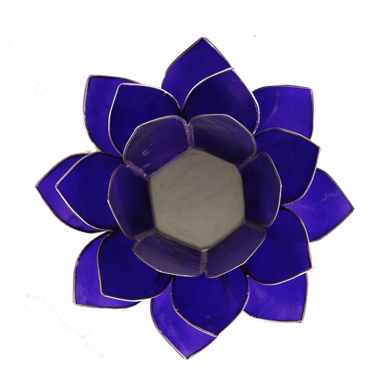 Lotus tealight holder indigo 6th chakra silver