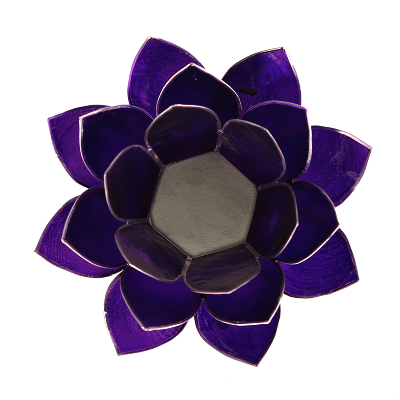 Lotus tea light holder violet 7th chakra silver