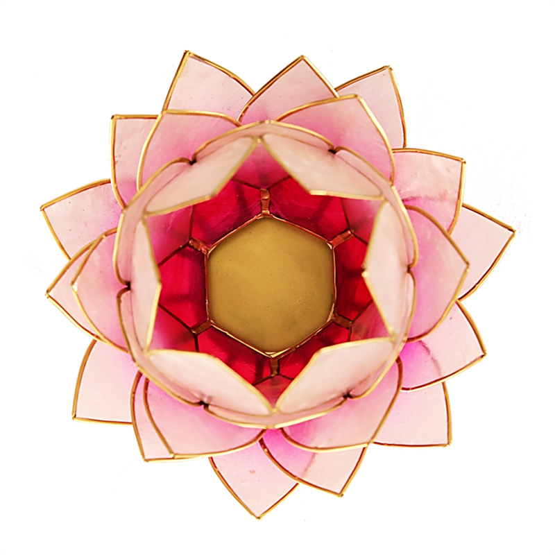 Lotus tea light holder pink gold large