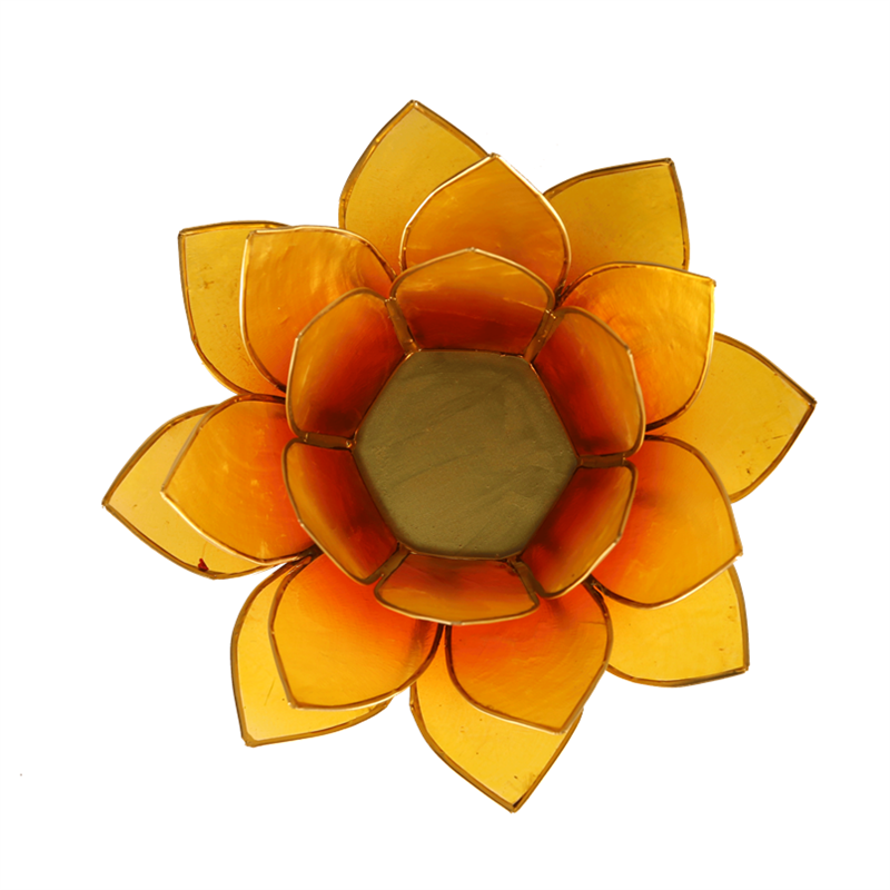 Lotus tea light holder orange gold colored
