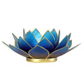 Lotus tea light holder blue gold colored