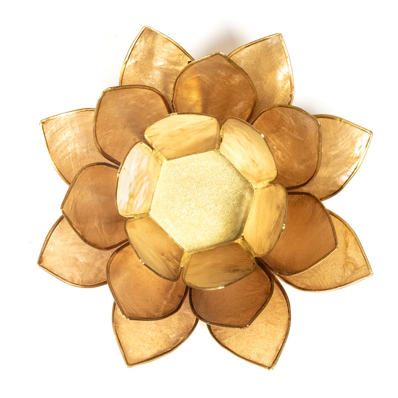 Lotus tea light holder beige gold colored