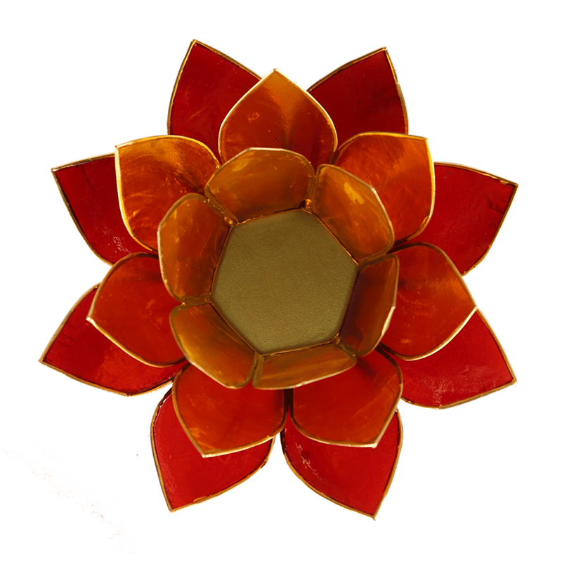 Lotus tea light holder orange gold colored