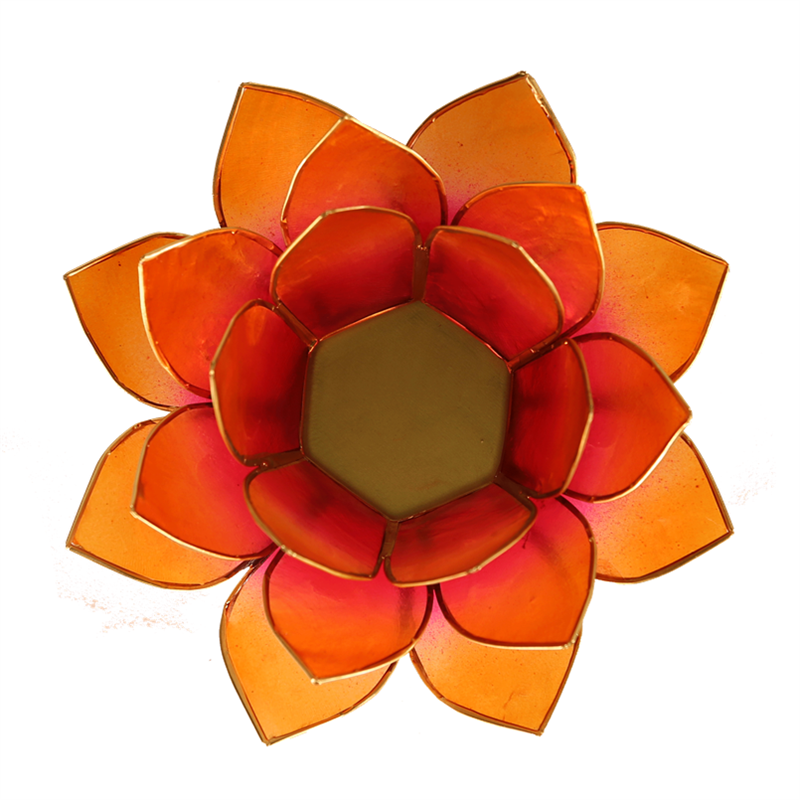 Lotus tea light holder orange gold colored