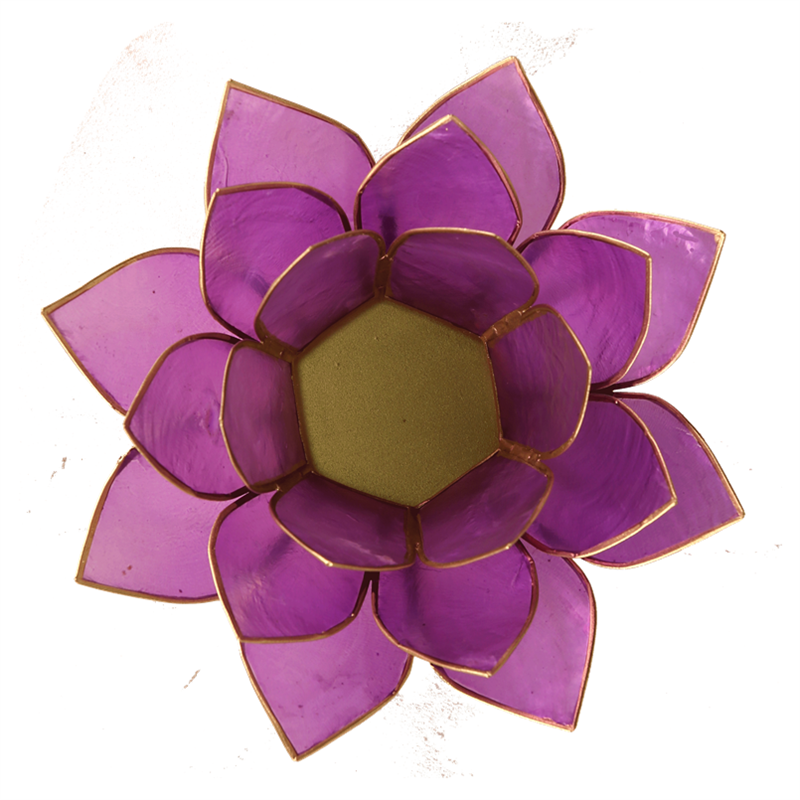 Lotus tea light holder purple gold colored