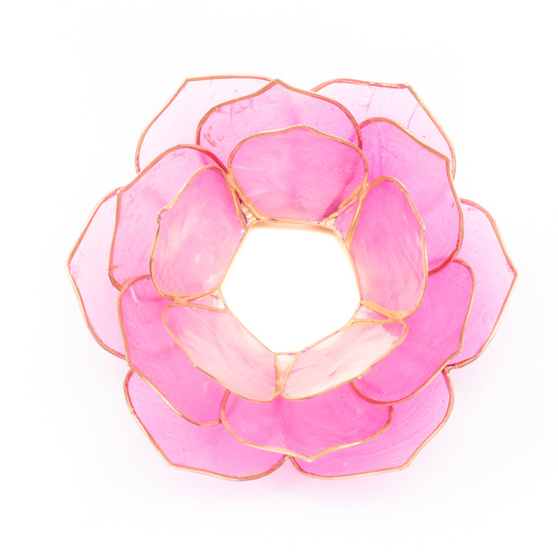 Lotus tealight holder pink with gold rim
