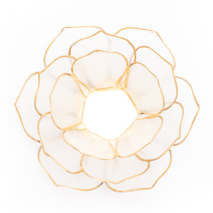 Lotus Teelichthalter - Natur mit Goldrand aus Capiz Muscheln