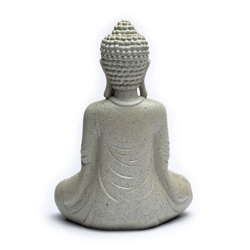 Meditating Buddha with candle holder stone gray