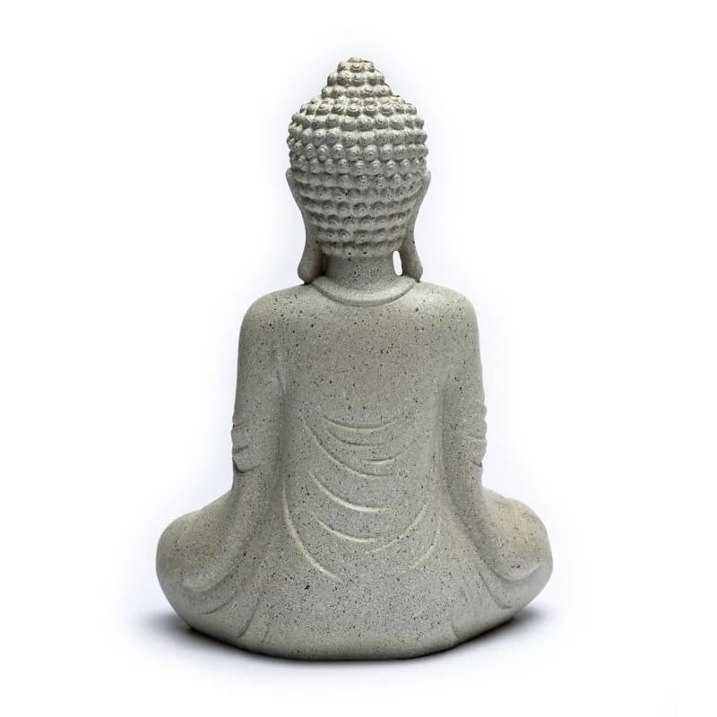 Meditierender Buddha mit Kerzenhalter – Steingrau – Polyresin