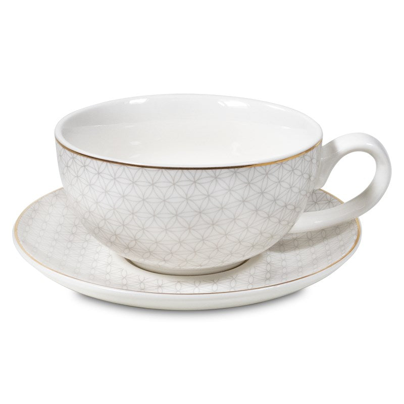 Tea for One Blume des Lebens – Bone China Porzellan – 400 ml – Gold