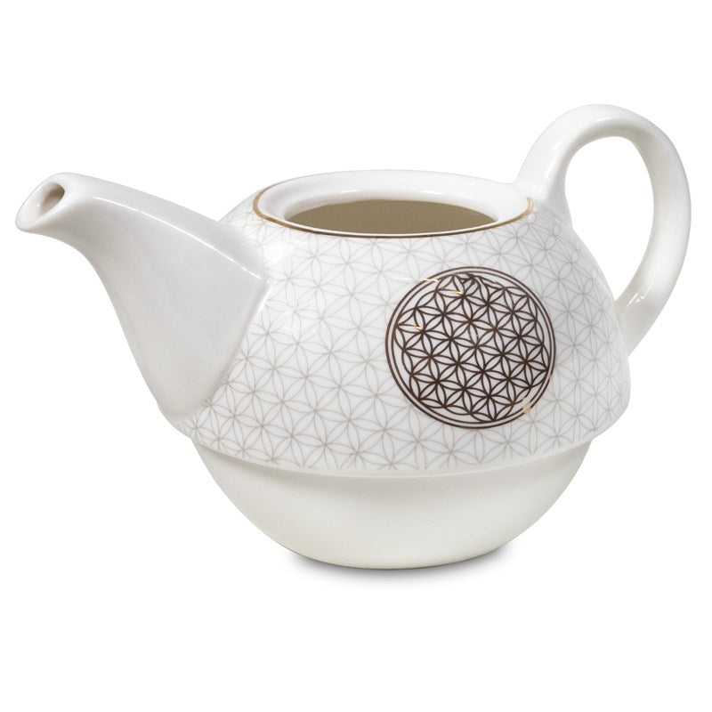 Tea for One Blume des Lebens – Bone China Porzellan – 400 ml – Gold