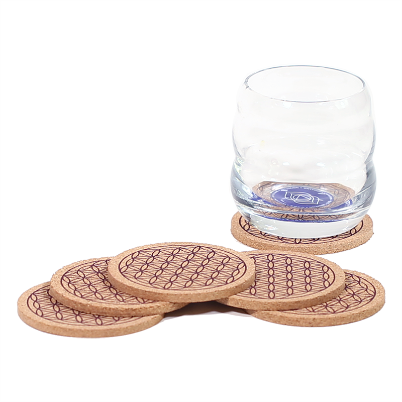 Flower of Life Coaster Cork Set of 6 pcs