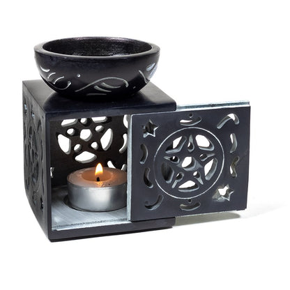 Fragrance lamp pentagram black soapstone
