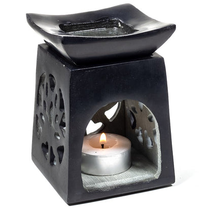 Duftlampe Lotus schwarzer Speckstein: Ästhetische Eleganz und entspannende Duftreise in einem