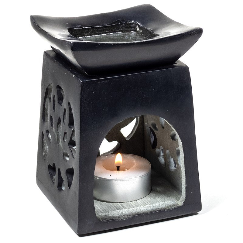 Oil burner Lotus black soapstone