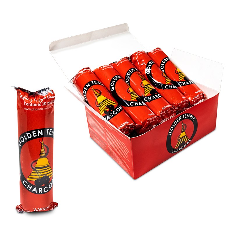 Golden Temple 33mm Holzkohletabletten - Perfekte Verbrennung für Räucherstoffe und Shisha