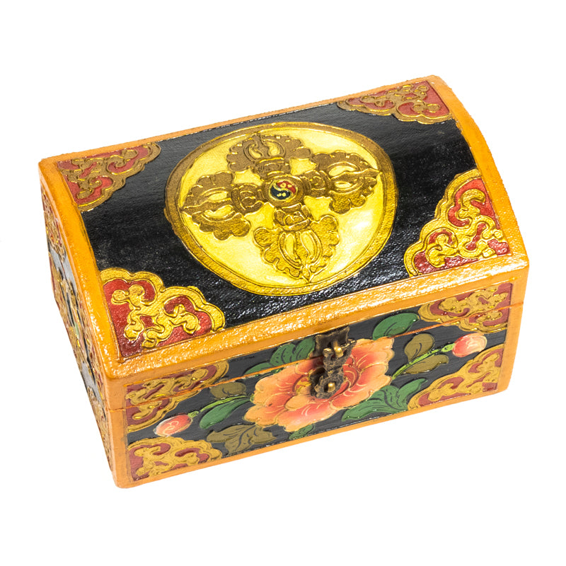 Tibetische Schatzkiste mit Doppel-Dorje klein