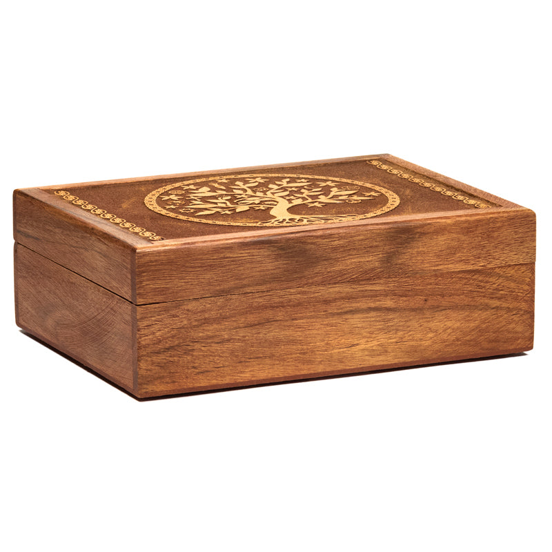 Carved tarot box, tree of life