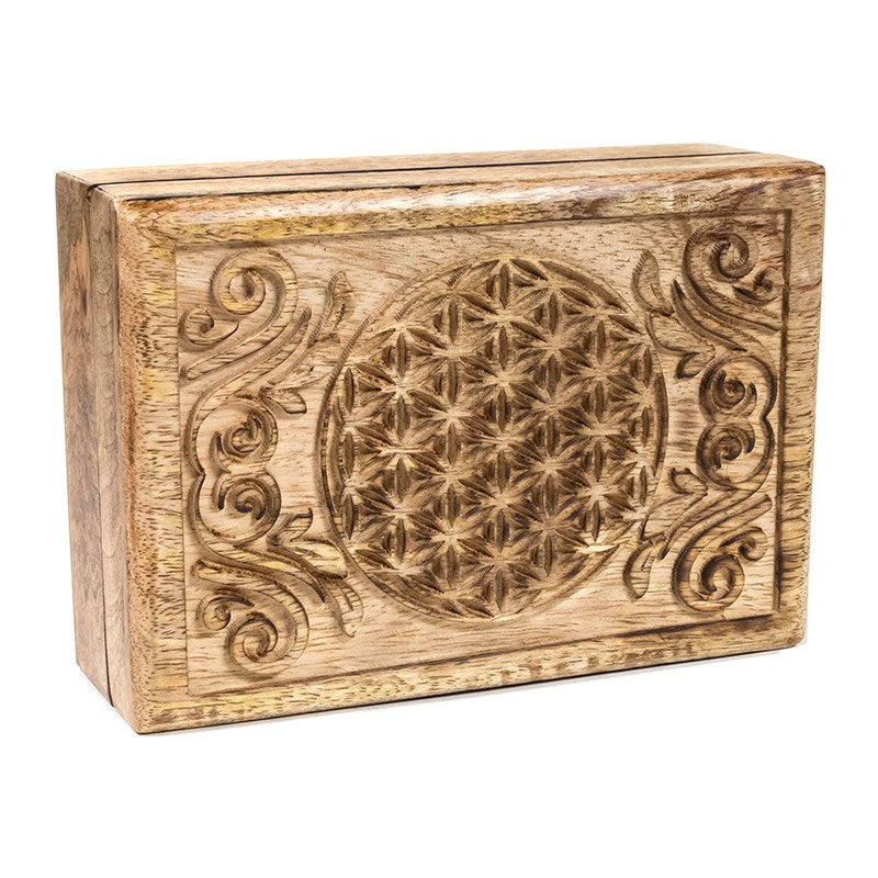 Tarot box Flower of Life Mango wood