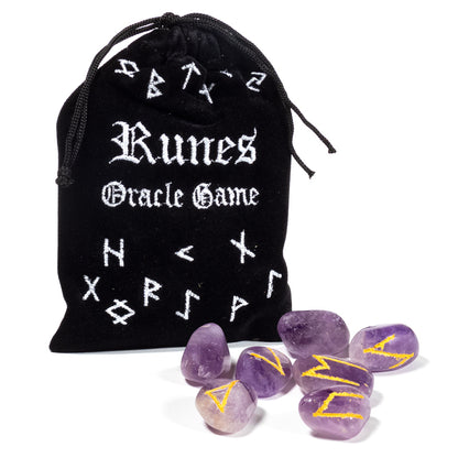 Rune oracle set amethyst in velvet bag