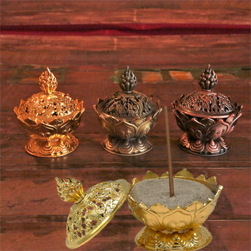 Räucherstäbchenhalter Lotus goldfarbig