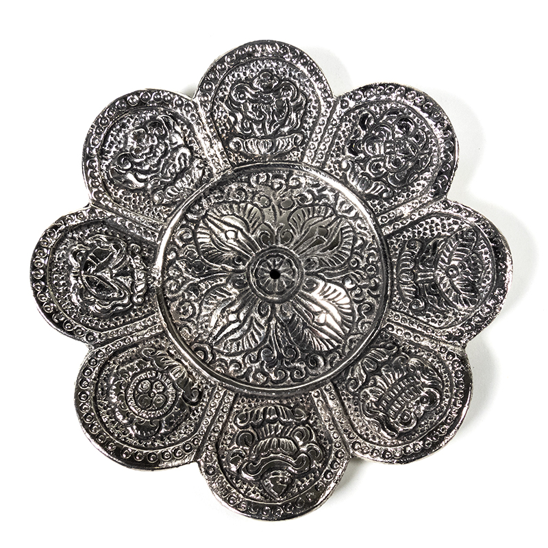 Räucherstäbchenhalter 8 Glückssymbole silberfarbig