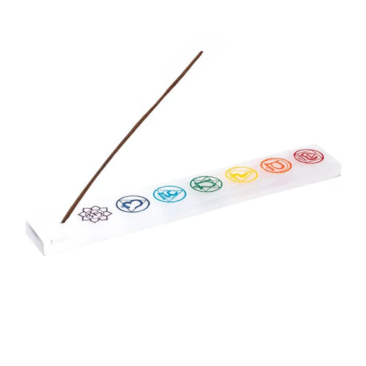 Selenite incense stick holder 7 chakras long