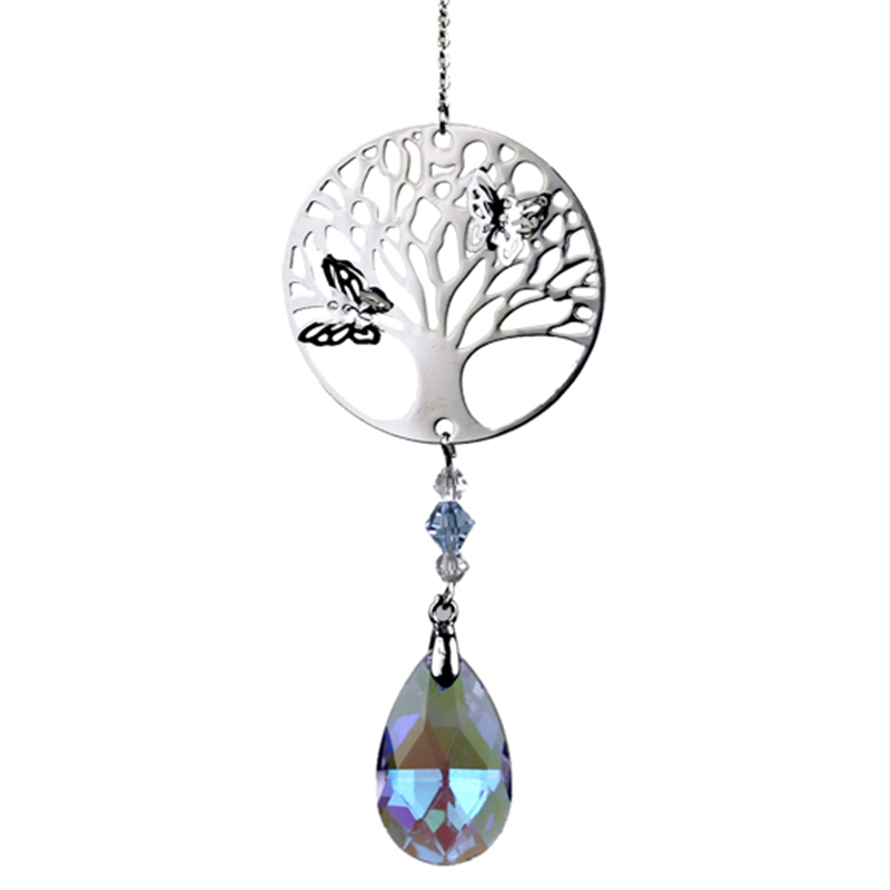 Tree of Life with rainbow crystal drops white
