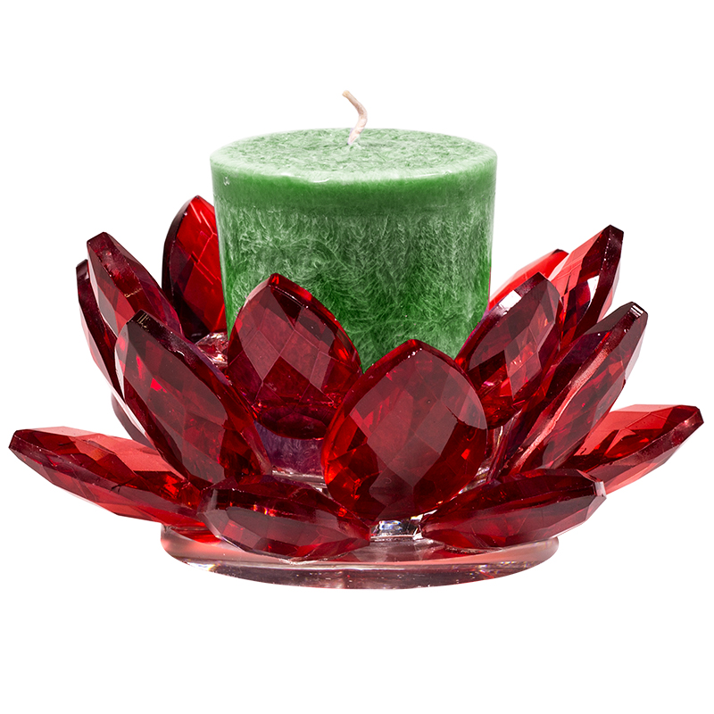 Lotus Kerzenhalter Kristall rot