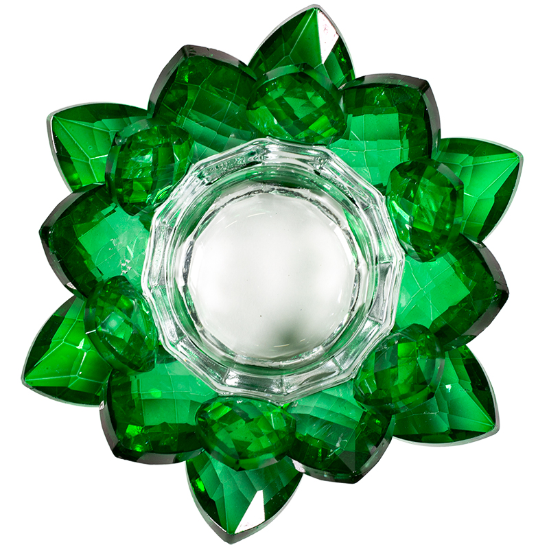 Lotus candle holder crystal green