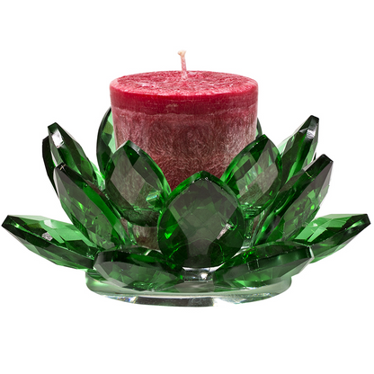 Lotus Kerzenhalter Kristall grün